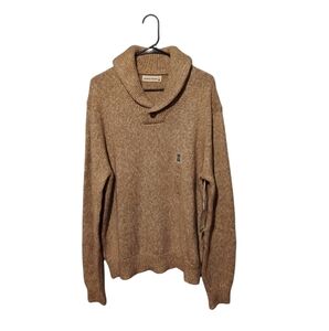 NWT Old Money Grandpa Sweater XL Tan Preppy Academia Wool Minimalist Shawl Neck